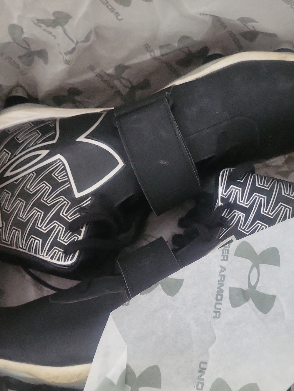 Under Armour Kids Black and White Hook-and-Loop Athletic Sneakers
